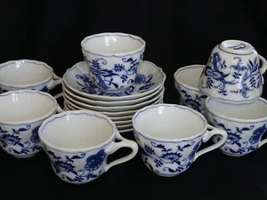 Blue Danube Japan Blue Onion Rectangle Trademark ~ Cups & Saucers 8 Sets - Picture 1 of 5