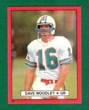 1981 TOPPS FOOTBALL RED BORDER STICKER #14 DAVE WOODLEY- MIAMI DOLPHINS