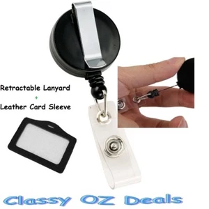 Retractable Lanyard ID Name Badge Card Holder Business Security Pass Tag Cover - Picture 1 of 10