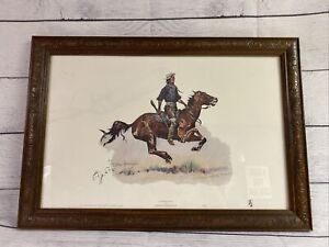 Frederic Remington A Crow Scout Framed Print 22”x15” Copyright 1983