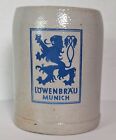  Vintage Lowenbrau Munich German .5 Liter Beer Mug Stien Glazed Stoneware 