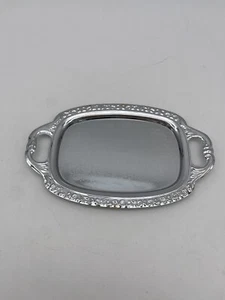 NOS Beautiful Miniature Embellished Silver Tone Handle Serving Tray Made In HK - Picture 1 of 7