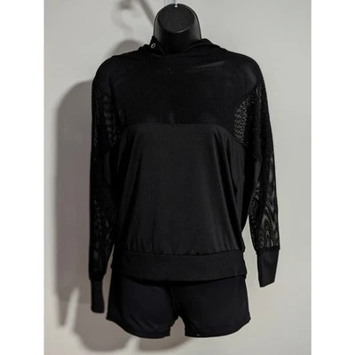 Cali Sport Black Mesh Athletic Hoodie Pullover Sweatshirt Medium Ladies - Image 1 of 4