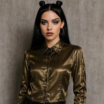 Blusa Top Vintage Nancy Bolen City Girl Metálica Dorada Talla 6 Años 80 90 Glam EE. UU. Foto 1 de 4