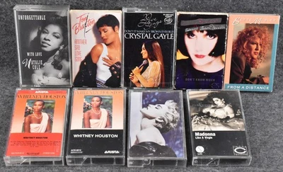 Lot of 9 Female Pop Singers Cassette Tapes Whitney Houston Madonna Bette Midler - Image 1 of 4