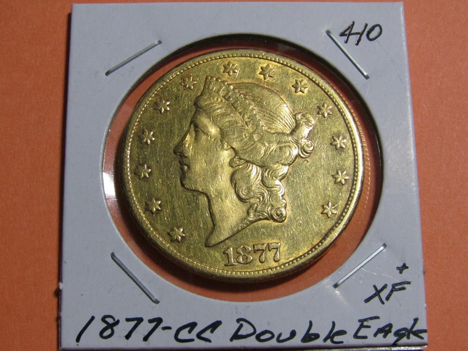 Águila doble de oro 1877-CC $20 #410 - XF+ Foto 1 de 3