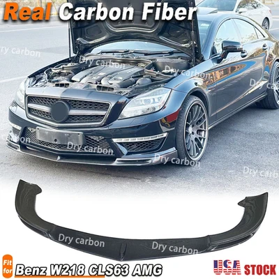 Parachoques delantero de fibra de carbono real apto para Mercedes Benz W218 CLS63 AMG alerón labio Foto 1 de 4