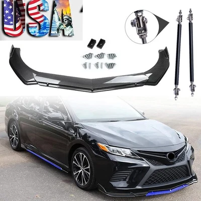 For Toyota Venza Front Bumper Lip Spoiler Splitter Carbon Fiber Strut Rod Body Foto 1 de 4
