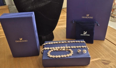 Swarovski Una Conjunto de Cristal Branco Angélico, Colar Pulseira Brincos, Caixa - Imagem 1 de 4