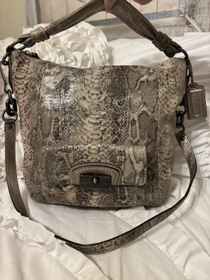 Coach Bag Kristin Python Snakeskin Print Shoulder bag Neutral Hobo #15361 - Image 1 of 4