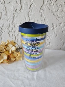 Tervis 16 Unzen Becher Philipper 4:13 Tasse mit Deckel Streifen Bibelvers - Bild 1 von 5