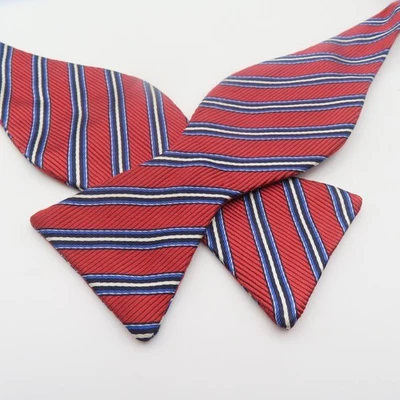 Gravata borboleta Brooks Brothers Makers seda laranja azul listrada Repp 2,25" de largura auto gravata - Imagem 1 de 4