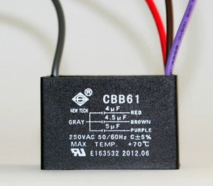 CEILING FAN CAPACITOR CBB61 4uf+4.5uf+5uf 4 WIRE - Picture 1 of 1
