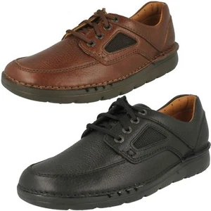 Hombre Clarks Unstructured Unnature Tiempo Negro o Marrón Cuero Cordones Zapatos - Imagen 1 de 3