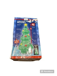 NEW Christmas Tree 4' Tall Airblown Indoor Outdoor Inflatable LED Holiday Time - Picture 1 of 2