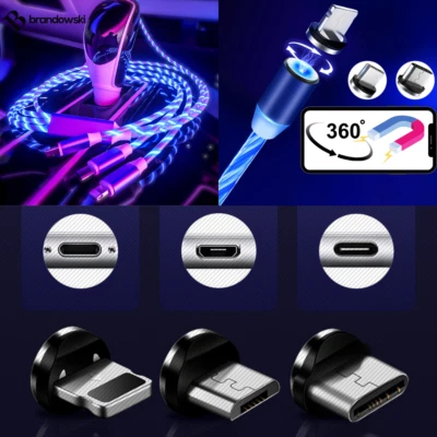 3 in 1 LED Ladekabel Magnetisch /Mikro-USB / Type-C iOS iPhone Android - Bild 1 von 4