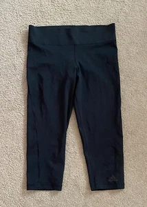 Women’s Adidas Climalite Black Cropped Workout Leggings Size Medium 12-14 - Picture 1 of 4