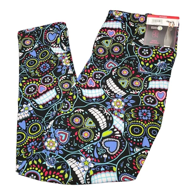 Legging Capri de gamuza No Boundaries Juniors tiro alto L, XXXL calaveras de neón Foto 1 de 4