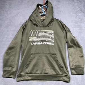 Realtree By Staghorn Outfitters Hoodie Boys 7Y Olive Green American Flag Graphic - Picture 1 of 8