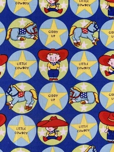 Cotton Quilt Fabric Michael Miller Little Cowboy Retro Novelty C-2317 1/2 Yard+ - Picture 1 of 16