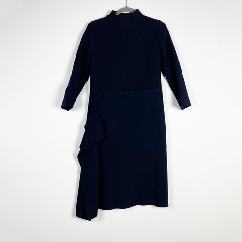 Abito tubino Bottega Veneta lana crepe finto collo manica quarto dettaglio volant 38