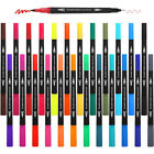 24 Colours Dual Tip Brush Pens Felt Tip Pens Colouring Pens For Adults And Kids