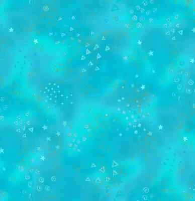 Laurel Burch Basics Glitter Light Aqua Gold Metallic Fabric By the FQ - 1/4 YD - Image 1 of 4