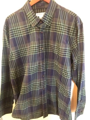 Camisa Orvis Para Hombre Abotonada Manga Larga Azul Marino/Verde Bolsillo Algodón Grande Foto 1 de 4