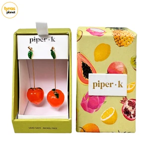 Piper K Cherry Peach Earrings Drop Dangles Fashion Gift set NEW - Picture 1 of 10