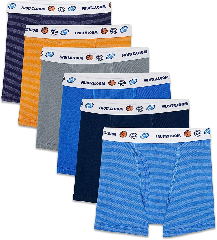 Fruit of The Loom Boys Underwear 6 Pack Assorted Cotton Boxer Briefs (toddler B