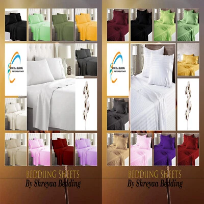 Ideal Egyptian Cotton Bed Sheets Set Twin XL Size 4 PCs Select TC All Color - Image 1 of 4