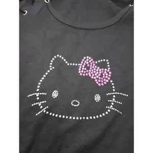 Vintage Hello Kitty by Doe Womens Bling, Top, Black, Laces, Small - Picture 1 of 4
