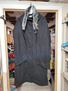 jessica london grey womens wool coat with scarf size 14 / sn3249 - Picture 1 of 5