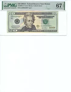 2004A $20 FRN FR2091-A* PMG 67 EPQ, Boston * Note S/N GA00024987*, BEP Sheet!!! - Picture 1 of 2