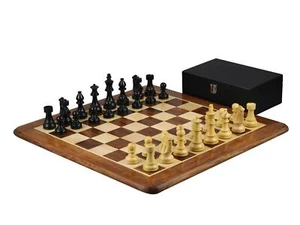 Sheesham Chess Set With Sheesham Flat Chess Board 20 Inch and Ebonised French Kn - Picture 1 of 12
