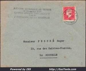 FRANCE LETTRE GRIFFE FORTERESSE DE LA ROCHELLE CACHET NON PARVENU DU 31/12/1944 - Picture 1 of 2
