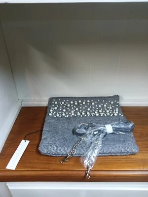 Nuevo Bolso sin asas Bandolera Sole Society Negro Espiga y Perlas 11" Foto 1 de 4