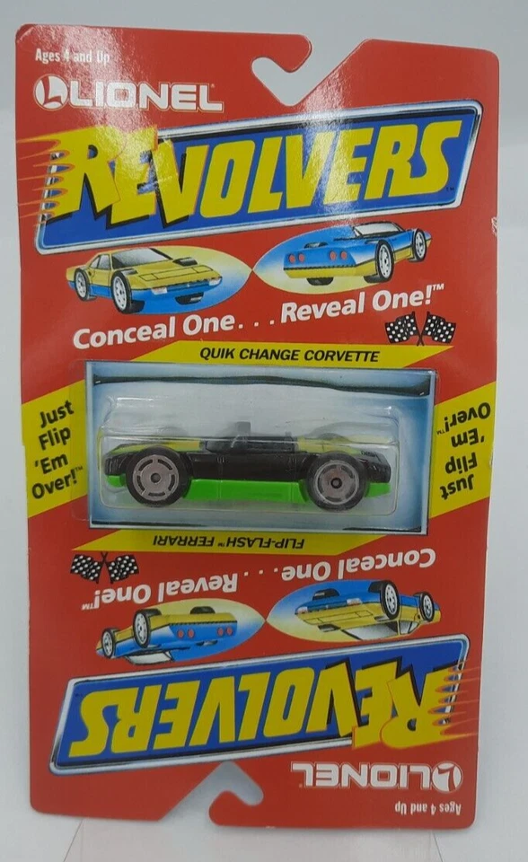 Lionel Revolvers Flip-Flash Ferrari & Quik Change Vette Vintage 1989 NEW - Image 1 of 4