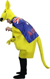 ADULTS KANGAROO COSTUME AUSTRALIAN FLAG CAPE AUSTRALIA DAY RUGBY FANCY DRESS - Picture 1 of 8