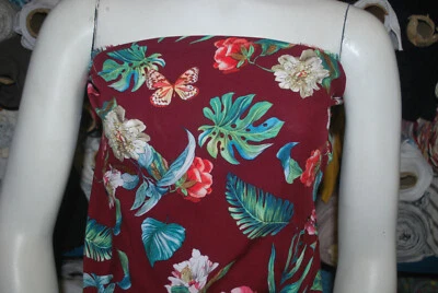  Tela Tejida Challis Rayón Fibra Natural Hermosa Estampado Hawaiano por Yarda Foto 1 de 3