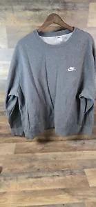NIKE Sweatshirt XXL Grey Mens Round Neck Embroidered Logo Pre Owned - Picture 1 of 9