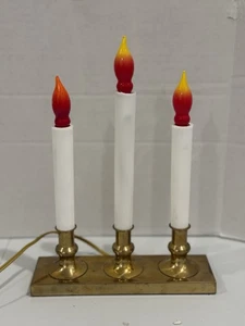 Vintage elektrische Fensterkerzen mit 3 Lichtern flammenlos Messingfuß #2 - 11 Zoll - Bild 1 von 15