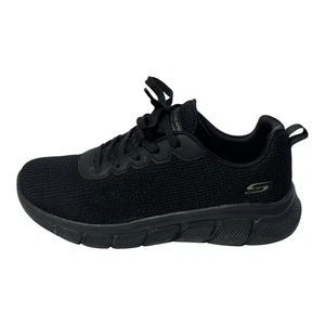 Zapatillas deportivas Skechers BOBS Sport Flex Visionary Essence de malla negra con cordones para mujer 8,5 - Imagen 1 de 12