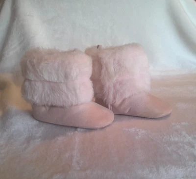 Botín rosa de piel Stepping Stone ~ 6/9 meses niña EE. UU.  Foto 1 de 4