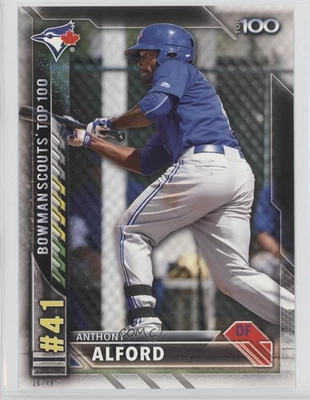 2016 Bowman Scouts' Top 100 Topps.com Online Exclusive 5x7 /49 Anthony Alford - Image 1 of 2