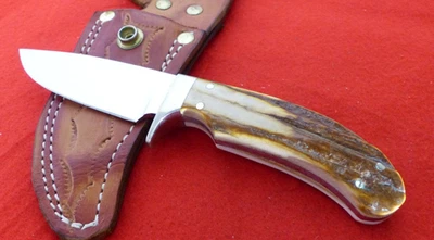 Cuchillo Vaina Hoja Fija Ciervo Genuino 7.5" Hecho a Mano Sin Marca COMO NUEVO Foto 1 de 4