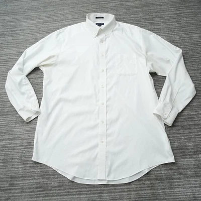 Lands End Shirt Men Button Down White Traditional Fit Tall No Iron  17.5 36 - Image 1 of 4