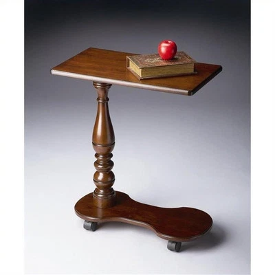 Beaumont Lane Traditional Wood Mobile Tray Table in Cherry Dark Brown