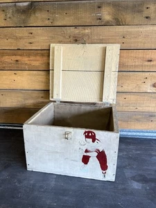Vintage Football Box Painted Wood Kid’s Sports Locker w/Painted Player - Picture 1 of 6