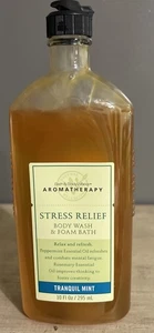 Bath & Body Works Aromatherapy Stress Relief Tranquil Mint Body Wash Foam  10oz - Picture 1 of 2